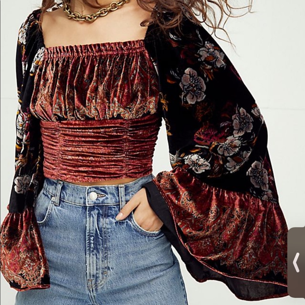 Free People Catching Feelings Velvet Top